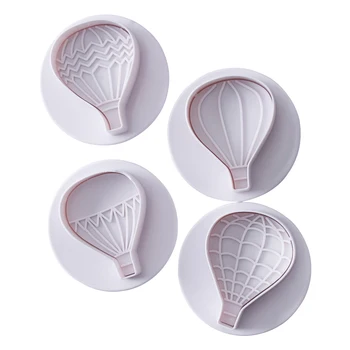 4 Adet Sıcak Hava Balon Fondan Çerez Kesiciler Bisküvi Kesici Kalıp Fondan Kabartma Piston Kesici Kek Dekorasyon Kalıpları Araçları