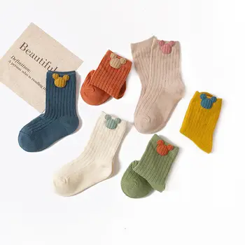4 Pairs Bebek Çorap Yenidoğan Erkek Bebek Çorap 0-1-3Y Çocuklar Saf Pamuk Hayvan Tasarım Solmaz Yumuşak çocuk Çorap Kızlar için