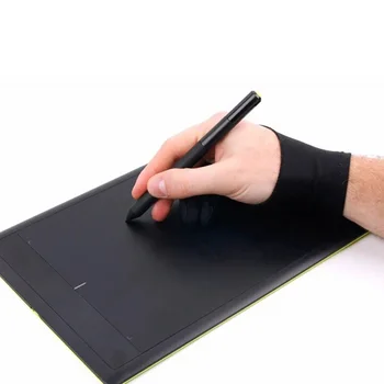 4 Renk Sanatçı Çizim Eldiven Herhangi Bir Grafik çizim tableti Siyah 2 Parmak anti-kirlenme,hem Sağ Hem De Sol El İçin Siyah