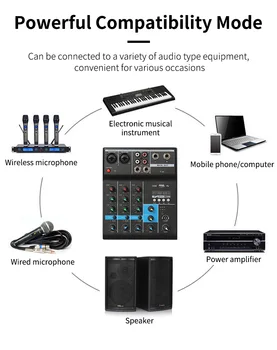4 Yollu Mikser Ses Profesyonel Ses Kartı Efekt İşlemcisi Pro Ekipmanları Karıştırma Konsolu Usb Taşınabilir Canlı Bilgisayar Ses Kartı