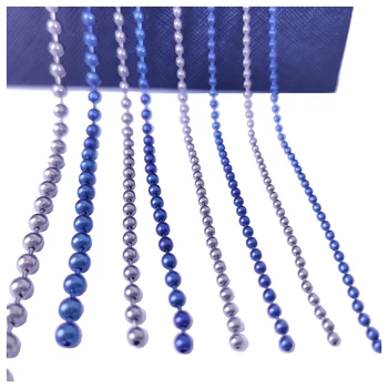 40-100Cm Metalik ve mavi saf Titanyum Boncuk Zincir Kolye