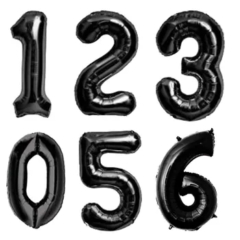 40 32 16 inç Siyah Numarası Folyo Balonlar Doğum Günü Süslemeleri Haneli Helyum Balon Yıldönümü Şekil topları Bebek Duş Hava topu