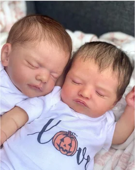 45 cm Sam ve Rosalie Reborn Bebekler Köklü Saç Sevimli Bebe Reborn Llifelike Gerçek Yenidoğan Bebek muñecas reborn