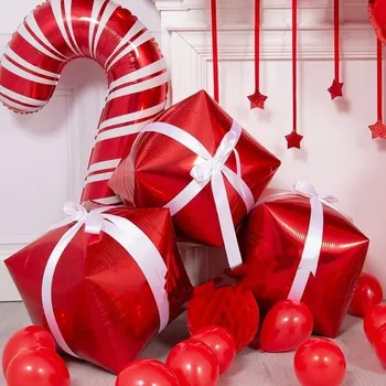 5/10 adet Noel baston şeker Folyo Balonlar Mini Büyük Boy Santa Kamışı Hava Helyum Globos Parti Balon Noel Süslemeleri için