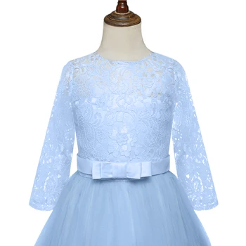 5-14Y Çocuk Kız Parti Elbise Etek Çiçek Dantel Tül Dikiş Tam Boy Prenses Elbise Düğün Nedime çocuk elbise