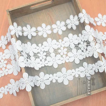 5.4 / 10.4 CM Geniş Siyah Beyaz İşlemeli Çiçek Dantel Saçak Süslemeler için Parti düğün elbisesi Yaka Yamalar El Sanatları Aksesuarları