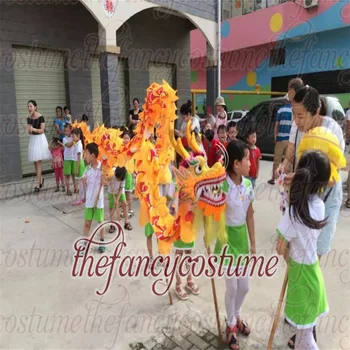 5.5 m Ipek boyutu 6 Ejderha dans kostümü 6 Oyuncu Çocuk Çocuk Öğrenci Okul Cadılar Bayramı Partisi Performans Geçit Halk Sahne çin