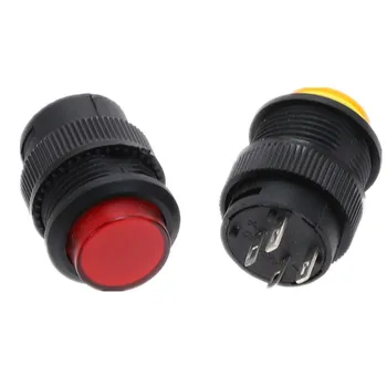 5 Adet 4pin Anlık Tip 16MM Beyaz Kırmızı Mavi Yeşil Sarı LED Lamba Yuvarlak sıfırlama basmalı düğme anahtarı 3A / 250VAC