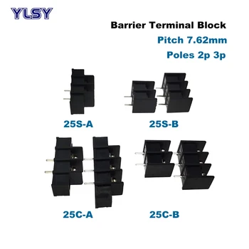 5 Adet Bariyer Vida PCB Terminal Bloğu Pitch 7.62 mm Morsettiera Düz 2 P 3 P Tel Bağlayıcı Bornier Kablo 22-14AWG 2. 5mm2 15A