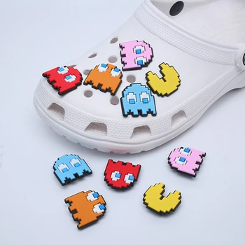 5 adet Oyun Tarzı PVC Ayakkabı Takılar Sevimli Pac-Man ayakkabı Aksesuarları ayakkabı tokası Süslemeleri fit Croc JIBZ Çocuklar X-mas Hediyeler