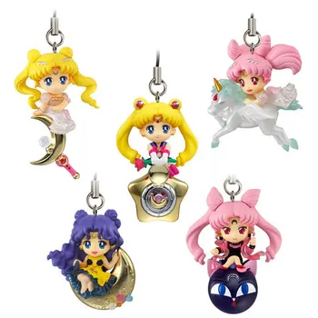 5 adet Sailor Moon Anahtarlık Tsukino Usagi Chibiusa Q versiyonu Kolye Anime Figürü Sırt Çantası Anime Bebek Anahtar zincirleri Çocuk Oyuncak Hediye