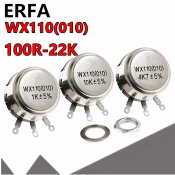 5 adet WX110 WX010 Yuvarlak metal şaft Tek Dönüş Tel direnç Yara Potansiyometre 100R 470R 1k 2.2 k 3.3 k 4.7 K 5.6 k 6.8 k 10k 22k