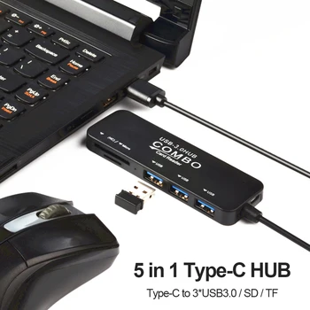 5 in 1 USB C HUB Tipi C Çoklu Bağlantı Noktaları USB TF kart okuyucu Adaptörü Splitter Bilgisayar Adaptörü USB Uzatın sabit Disk