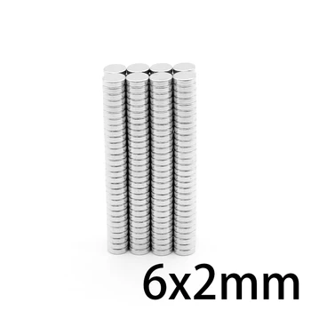 50/100/200/300/500/1000 ADET 6x2 Mini Küçük Yuvarlak Mıknatıslar Güçlü 6mm x 2mm N35 Dairesel Kalıcı Neodimyum Mıknatıs Disk 6x2mm 6 * 2