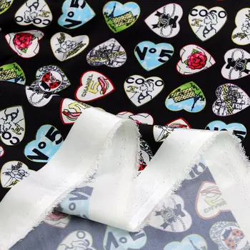 50 * 140 cm İlkbahar Ve Yaz Kalp Mektubu Baskı Örtü Pürüzsüz Kumaş El Yapımı Elbise Cheongsam Pijama Geniş Bacak Pantolon gömlek kumaşı