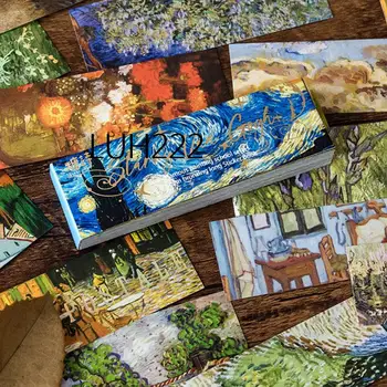 50 adet Dünyaca Ünlü Tablolar Dekoratif Çıkartmalar Kitap Van Gogh yıldızlı gökyüzü Malzeme Scrapbooking Etiket Günlüğü Sanat Dergisi Planlayıcısı