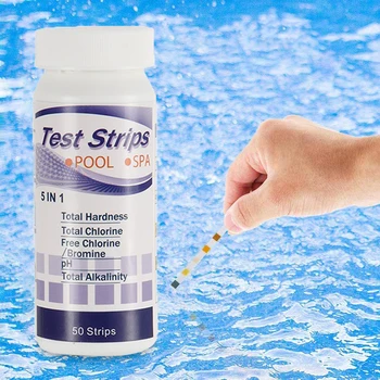 50 adet Klor PH Test Şeritleri 50 Şeritler 5 in 1 SPA Yüzme Havuzu Nitrat Nitrit PH Sertlik su test cihazı Kağıt Havuz Temizleme