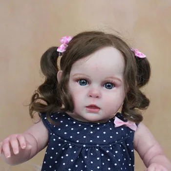 50 CM 3D Boya Cilt Yumuşak Silikon Yeniden Doğmuş Kız Bebek Bebek Oyuncak Gibi Gerçek 20 İnç Bez Vücut Uzun Saç Prenses Giyinmek Boneca