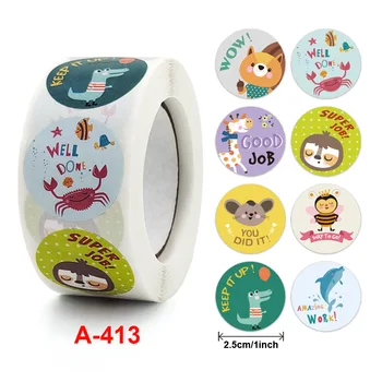 500 adet 2.5 cm / 1 inç Karikatür Hayvan Aferin İyi İş Çocuk Sevimli Oyuncak Oyunu Sticker DIY Hediye Sızdırmazlık Etiket Dekorasyon Kaynağı