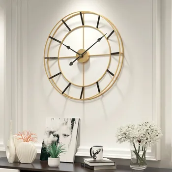 50CM Büyük Yuvarlak Metal duvar saati Sessiz Duvar Saati Modern Tasarım Saatler Ev Dekor Ofis İçin Avrupa Tarzı