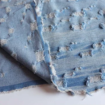 50X150cm Mavi Kot Kumaş Kırık Delikli Dikiş Pantolon Ceketler Blazer Moda Denim DIY Tekstil Konfeksiyon Malzemeleri Telas