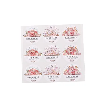 54 adet / grup (6 Yaprak) yuvarlak Çiçekler Kelebek El Yapımı Çiçek Sticker Hediye Pişirme Çantası Sızdırmazlık Ambalaj Sticker DIY