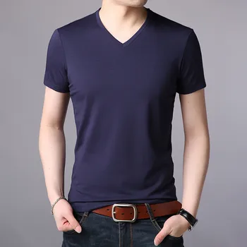 5846-R-günlük t-shirt rahat erkek tişört basit atmosfer erkek tişört deri tişört