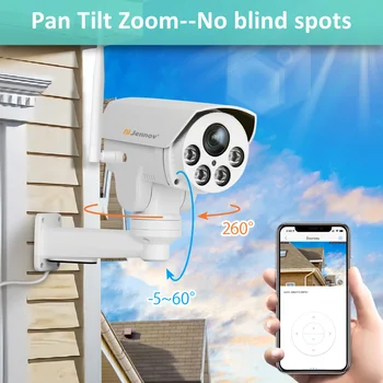 5MP PTZ 5X Optik Zoom Kablosuz IP Güvenlik Kamera Wifi Açık Gözetim Ev AI İnsan Otomatik İzleme Ses CCTV ONVİF CamHi