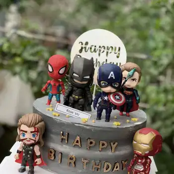 6 Adet Marvel Süper Kahraman Kek Dekorasyon Doğum Günü Pastası Dekorasyon Plastik Örümcek Adam Süper Kahraman Demir Adam Kaptan Amerika Dekorasyon