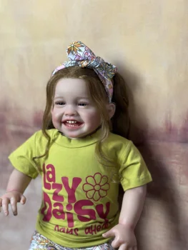 60 CM Gülen Yeniden Doğmuş Bebek 3D Boya Cilt Damar Bez Vücut Silikon Bebek Oyuncak Kız Prenses Yürümeye Başlayan Bebe Sanatçı Koleksiyonu