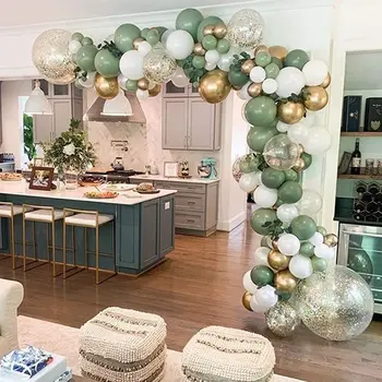 72 zeytin yeşili altın metal krom kaplama lateks balonlar garland kemer seti balonlar için uygun düğün doğum günü bebek hediye dekor