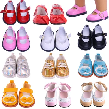 7cm Bebek Ayakkabıları Kitty Tuval deri ayakkabı Sneakers Fit 18 İnç amerikan oyuncak bebek ve 43cm Bebek Yeni Doğan oyuncak bebek giysileri Kız Aksesuarları
