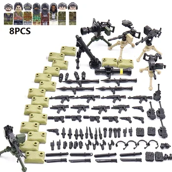 8 Adet / grup Ağır Yangın Suppressios Modern Şehir Askeri Asker Figürleri SWAT silah Yapı Taşları Askeri Silah Parçaları tuğla oyuncaklar