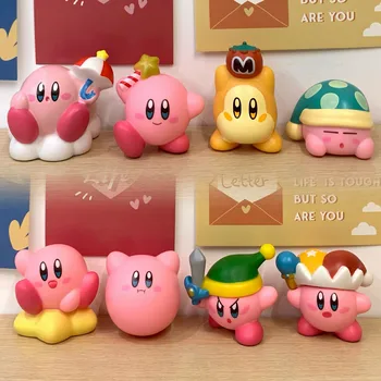 8 Adet / takım Oyunu Süper Pembe Yıldız Kirby Aksiyon Figürleri Yumuşak PVC Modeli Cesur Oyuncular Macera Rüya Arazi Koleksiyonu Çocuk Hediye Oyuncak