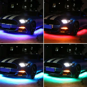 8 Renk Ses Aktif Fonksiyonu APP / Uzaktan Kumanda LED Gövde Altı Sistemi ışık şeridi Araba Underglow Neon Vurgu şerit ışık kiti