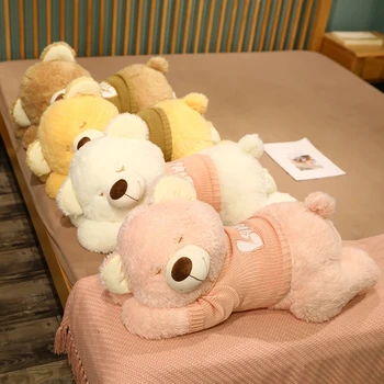 80-100CM Huggable Sevimli Hayvan Peluş Ayı Kazak bebekler çocuklar doldurulmuş oyuncaklar çocuklar için yumuşak uyku Oyuncak Ayı yastık