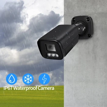 8MP 4K IP Kamera Açık Aı Yüz Tanıma H. 265 Onvif Siyah CCTV RTSP Renkli Gece Görüş 4MP POE İnsan Ses Güvenlik Kamera