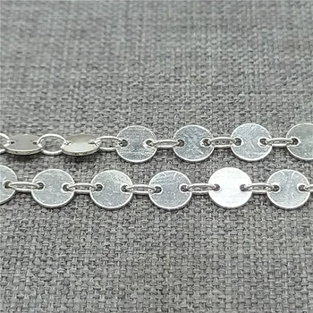925 Ayar Gümüş Toplu Bitmemiş Disk Sikke Zincirleri 4mm Bilezik Kolye için 100cm / 3.28 ft