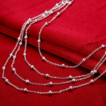 925 Damga Gümüş 18 İnç Boncuk Link Zinciri Kolye kadınlar için Vintage Lüks Tasarımcı Takı Ücretsiz Kargo İle Sunuyor GaaBou