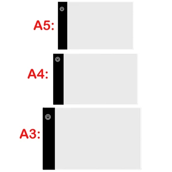 A3 A4 / A5 Boyutu Üç Seviye kısılabilir led ışık Pad,Tablet Göz Koruması için Daha Kolay Elmas Boyama Nakış Araçları Aksesuarları