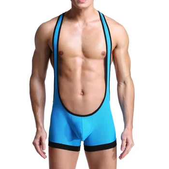 Adam Tek parça Jartiyer Bulge Kılıfı Tulum Bodysuit Şort Güreş Pantolon Külot İç Çamaşırı spor tulum erkekler için