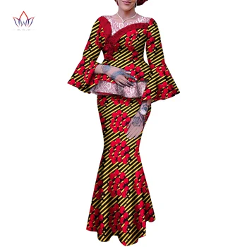 Afrika Baskılı Etek Takım Elbise Kadınlar için Parti Düğün Bluz Tops + Uzun Etek kadın Giysileri 2 adet Setleri Resmi Giyim WY9942