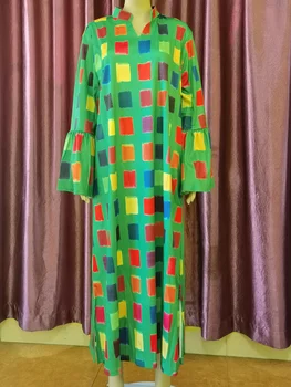 Afrika Dashiki Elbise Kadın Elbise Moda parti giysileri Kadın Sonbahar Rahat Standı Yaka Büyük Kollu Zarif Gevşek Elbiseler