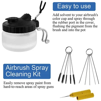 Airbrush Temizleme Pot Metal fırça uçlu kalem Tutucu Atık Sıvı Toplama Çok Fonksiyonlu Şişe Boya Tabancası Aksesuarları alet takımı