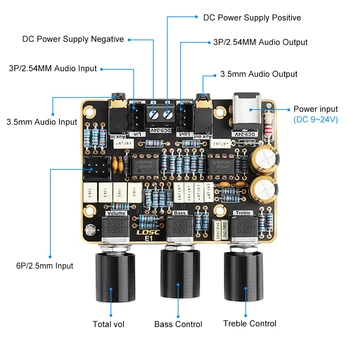AIYIMA NE5532 Preamplifikatör Amplifikatör Ton Kurulu Stereo Ses Kontrolü Tiz Bas Ayarı Güç Amplifikatörleri