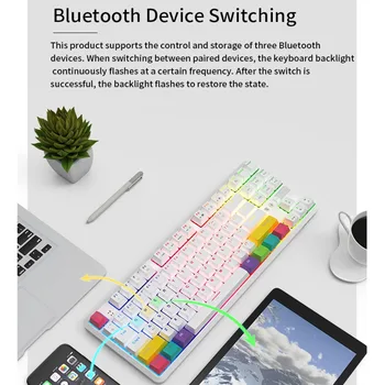 Ajazz K870T Mekanik Klavye RGB Arkadan Aydınlatmalı kablosuz bluetooth Oyun Klavyesi PBT Keycaps 87 Tuşları