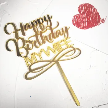 Akrilik Mutlu Doğum Günü Karım Kek Topper Kocam Doğum Günü Pastası Topper Karı Koca için Doğum Günü Partisi Kek Süslemeleri