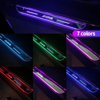 Akrilik USB Güç Hareketli LED Karşılama pedallı araba sürtme plakası Pedalı Kapı Eşiği Yolu İşık Nissan Juke İçin Araba Styling Aksesuarları