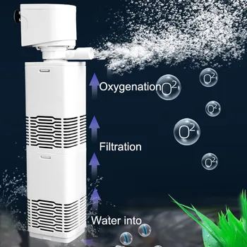 Akvaryum filtresi Pompası 3 İn 1 Balık Tankı Dalgıç Hava Oksijen Dahili Pompa Akvaryum Hava Oksijen Pompası Sessiz Dalgıç Pompa