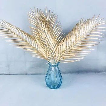 Altın Fan Düğün yapay çiçekler Plastik Simülasyon Yapraklar Şube Noel Dekorasyon Bitki Yol Lider masa süsü Yaprak